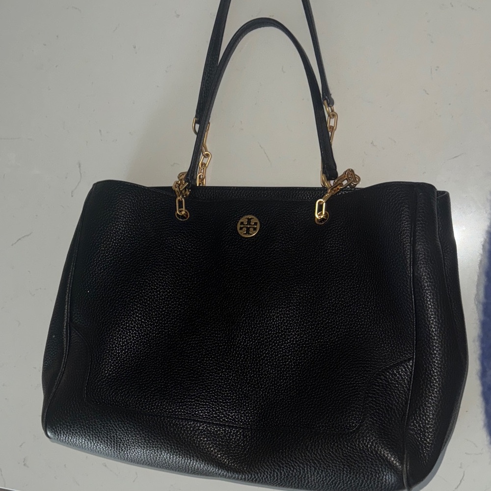 Tory Burch Black Tote with Gold Accents